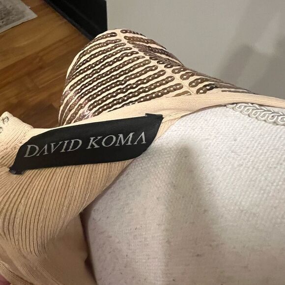 David Koma beige jersey dress sequin detail size small NWT - Picture 10 of 12